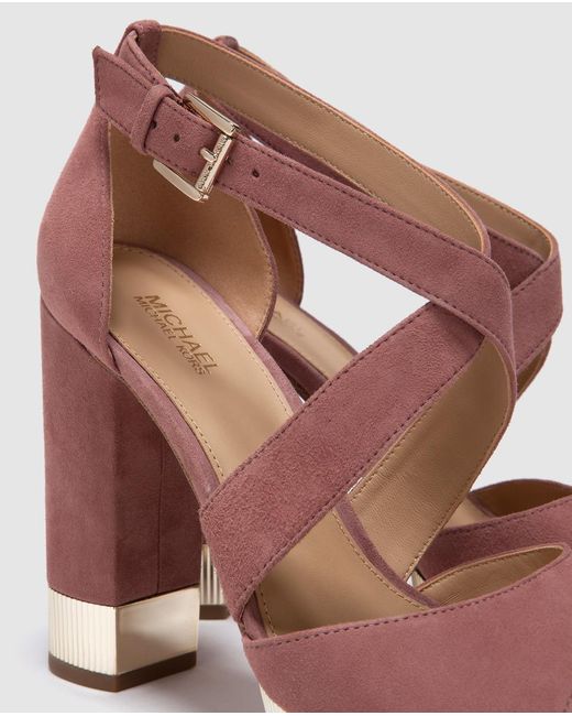 Model High Valerie Platform Leather Heel Sandals Michael Kors Pink Women's T1JlcFK