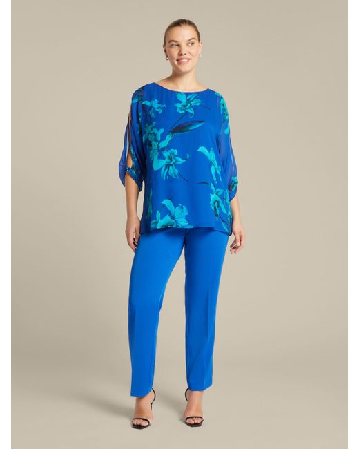 Blusa floreale con spacchi di Elena Miro in Blue