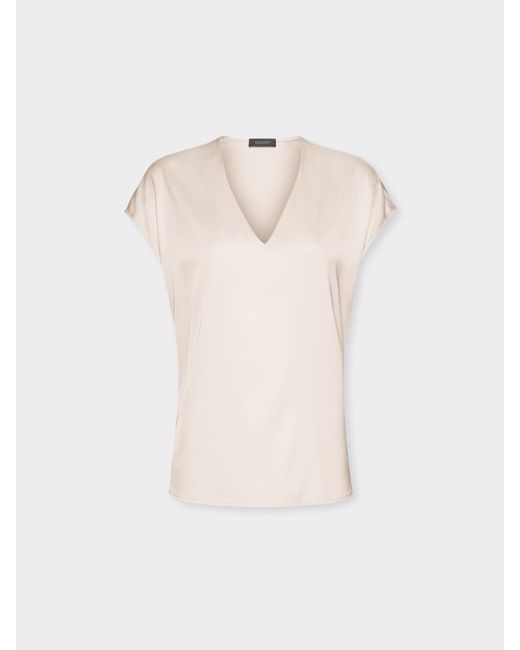 Blusa in raso con scollo a V di Elena Miro in Natural