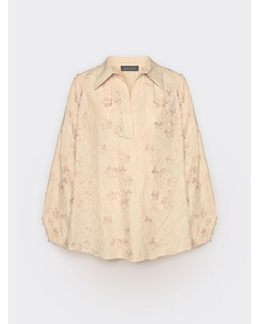 Blusa in voile di cotone con ricami di Elena Miro in Natural