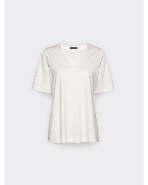 T-shirt in cotone scollo a V di Elena Miro in White