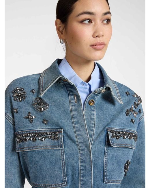 Giacca in denim con applicazioni di Elena Miro in Blue