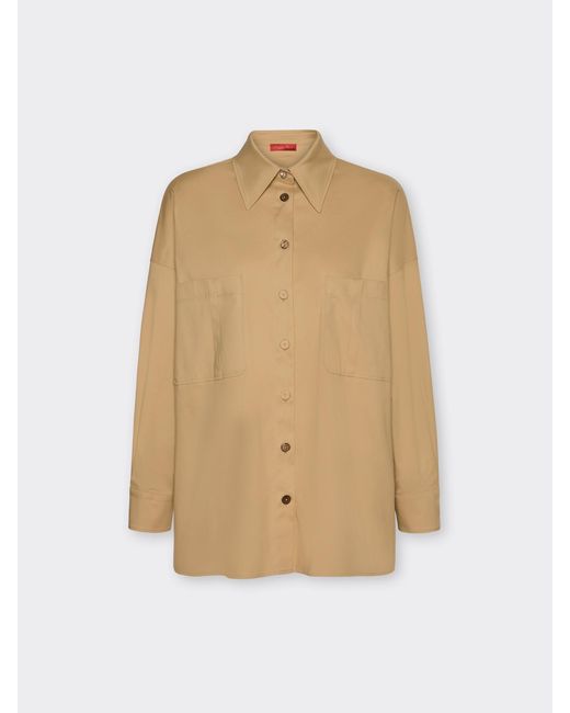 Camicia lunga in gabardina di Elena Miro in Natural
