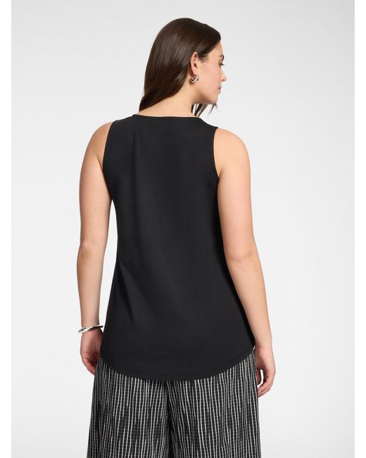 Top misto lyocell con scollo a V di Elena Miro in Black