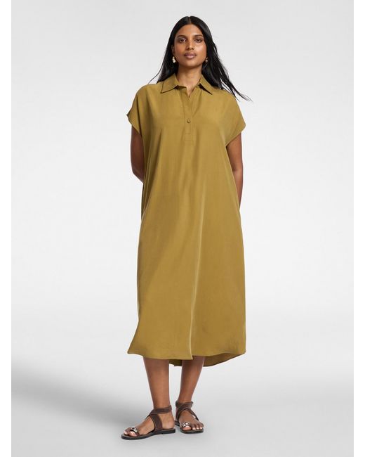 Abito lungo in lyocell e lino di Elena Miro in Metallic