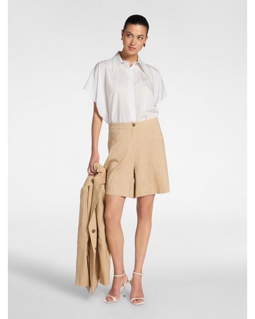 Camicia gessata con maniche corte di Elena Miro in White