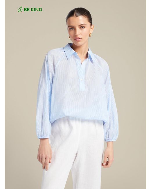 Blusa in voile di cotone stampato di Elena Miro in Blue