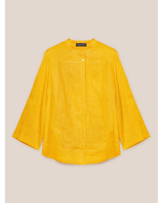 Camicia girocollo in puro lino di Elena Miro in Yellow