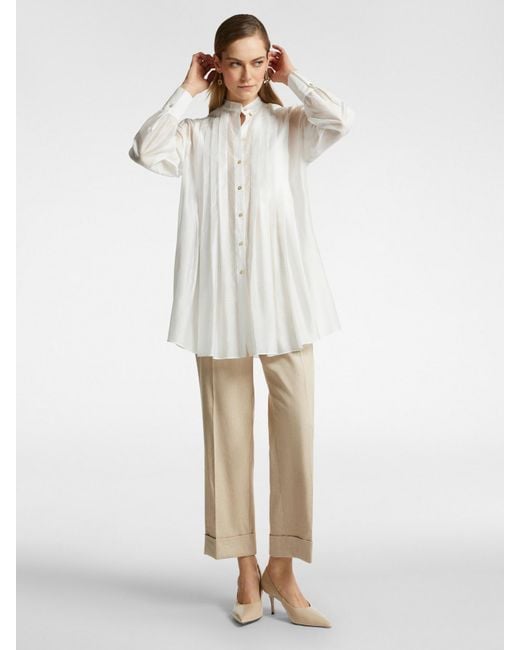 Camicia lunga con pieghe di Elena Miro in White