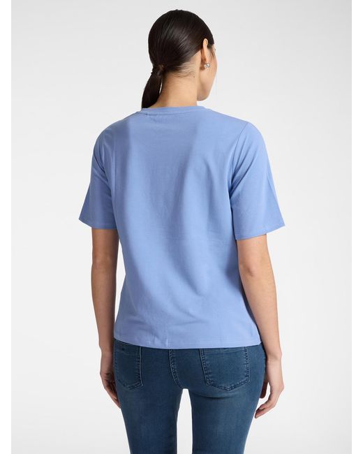 T-shirt in cotone con ricamo Monogram di Elena Miro in Blue