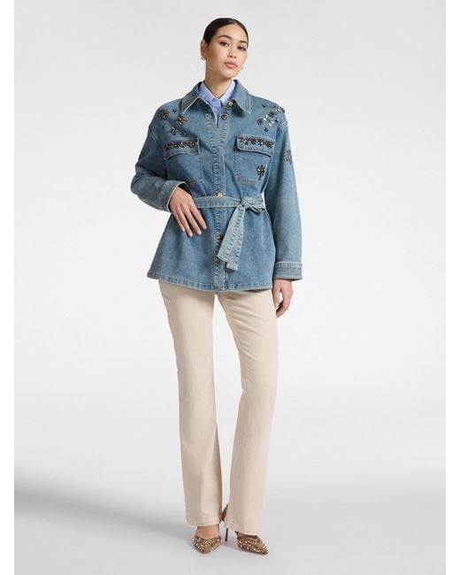 Giacca in denim con applicazioni di Elena Miro in Blue