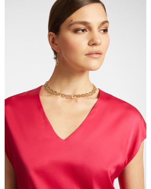 Blusa in raso con scollo a V di Elena Miro in Red