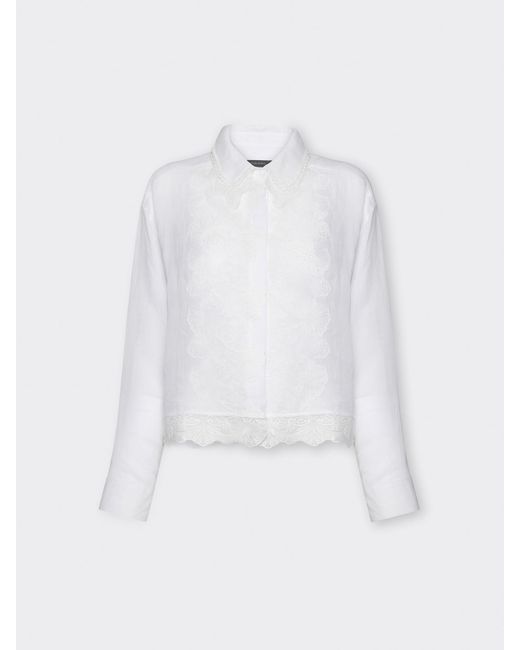 Camicia in ramié con pizzo di Elena Miro in White