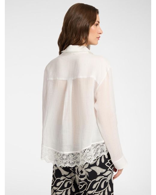 Camicia in ramié con pizzo di Elena Miro in White