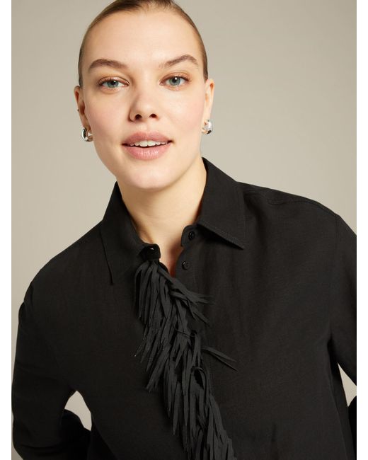 Camicia in lino e l con frange di Elena Miro in Black