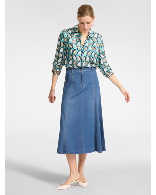 Gonna svasata in Chambray di Elena Miro in Blue