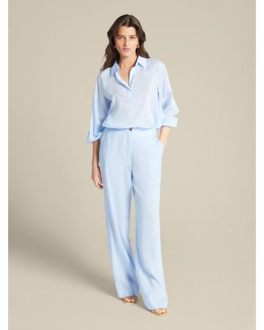 Pantaloni in lino rigato di Elena Miro in Blue