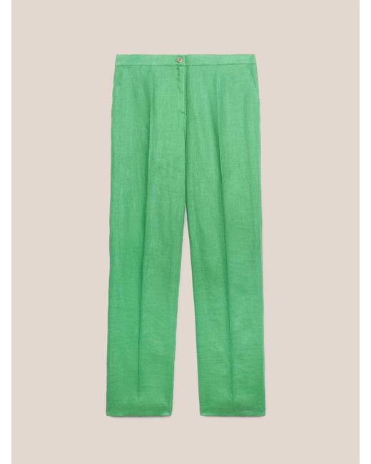 Pantaloni lunghi dritti in puro lino di Elena Miro in Green