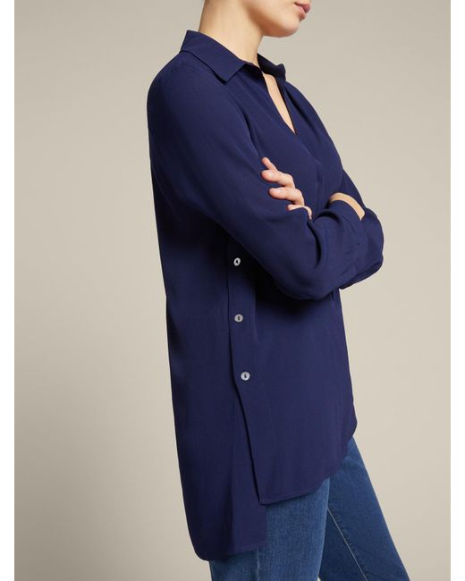Blusa con colletto e bottoni laterali di Elena Miro in Blue