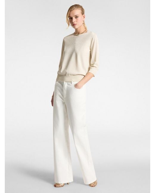 Maglia lurex con maniche a tre quarti di Elena Miro in Natural