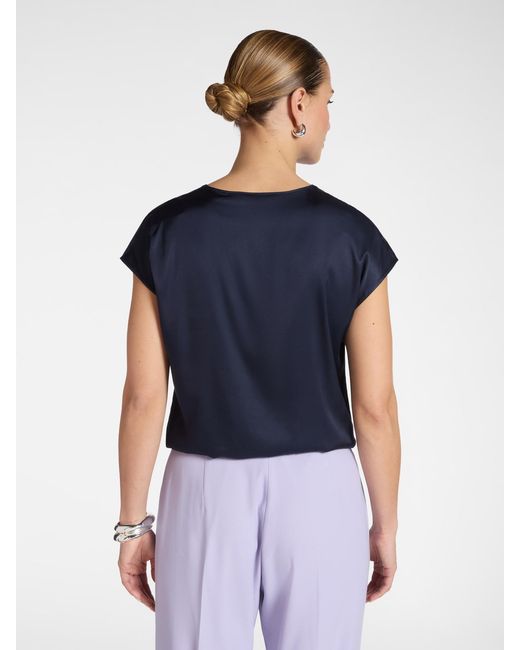 Blusa in raso con scollo a V di Elena Miro in Blue