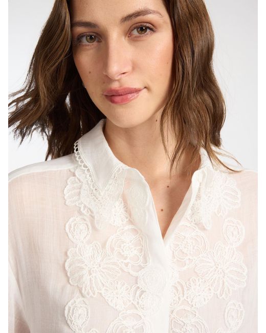 Camicia in ramié con pizzo di Elena Miro in White