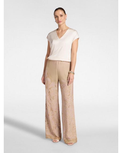 Blusa in raso con scollo a V di Elena Miro in Natural
