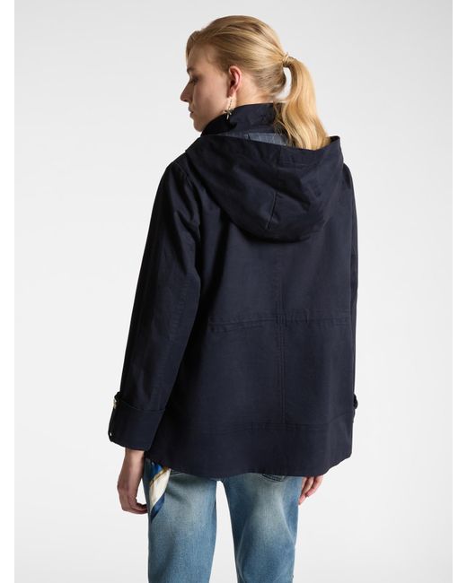 Parka in cotone con cappuccio di Elena Miro in Blue