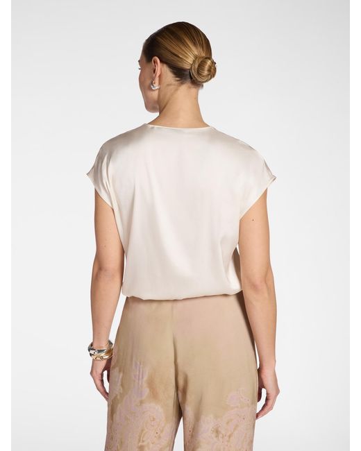 Blusa in raso con scollo a V di Elena Miro in Natural