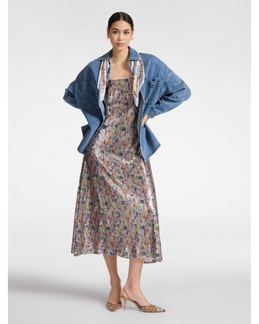 Camicia in denim washed con foulard di Elena Miro in Blue