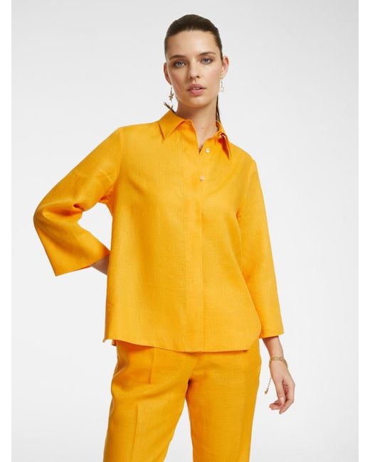 Camicia relaxed fit in lino di Elena Miro in Yellow