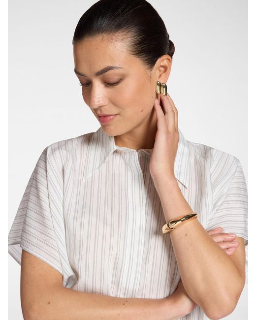 Camicia gessata con maniche corte di Elena Miro in White