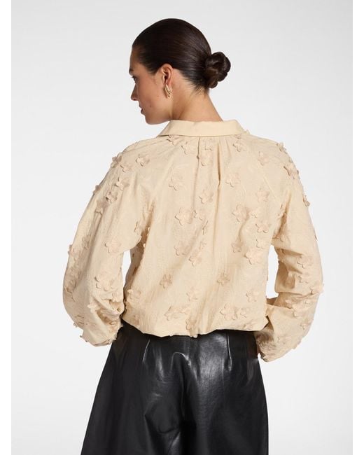 Blusa in voile di cotone con ricami di Elena Miro in Natural