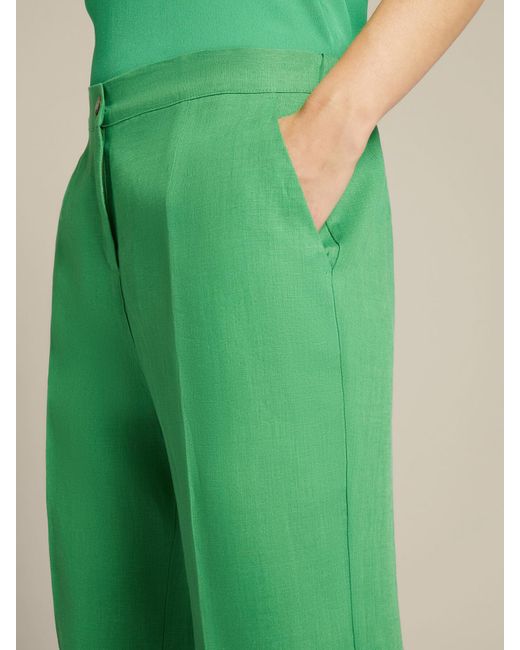 Pantaloni lunghi dritti in puro lino di Elena Miro in Green