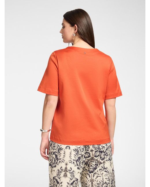 T-shirt in cotone scollo a V di Elena Miro in Red