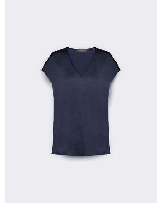 Blusa in raso con scollo a V di Elena Miro in Blue