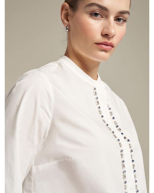 Camicia ricamata in cotone stretch di Elena Miro in Natural