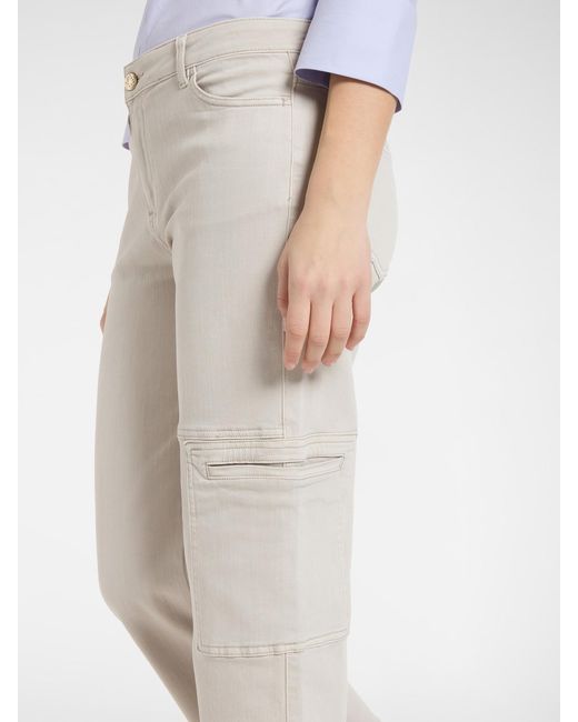 Pantaloni cargo in bull stretch di Elena Miro in White