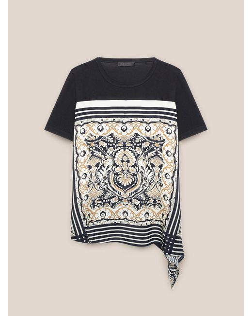 T-shirt con stampa foulard di Elena Miro in Black