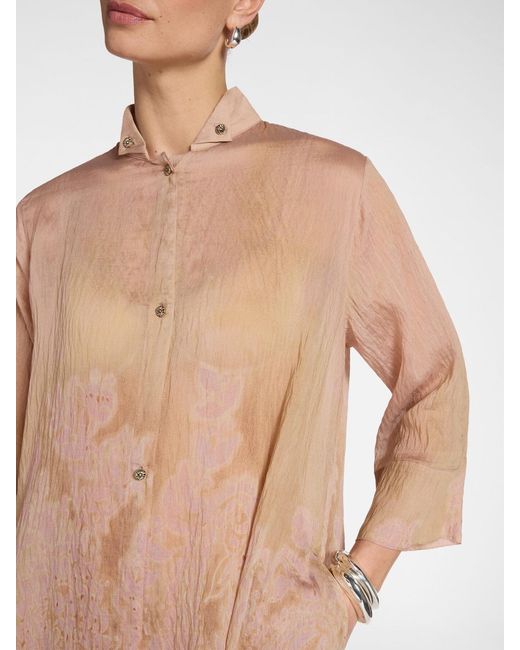 Camicia lunga in organza stampata di Elena Miro in Natural