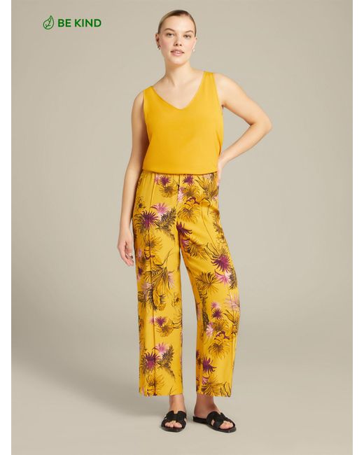 Pantaloni in viscosa ECOVEROTM stampata di Elena Miro in Yellow