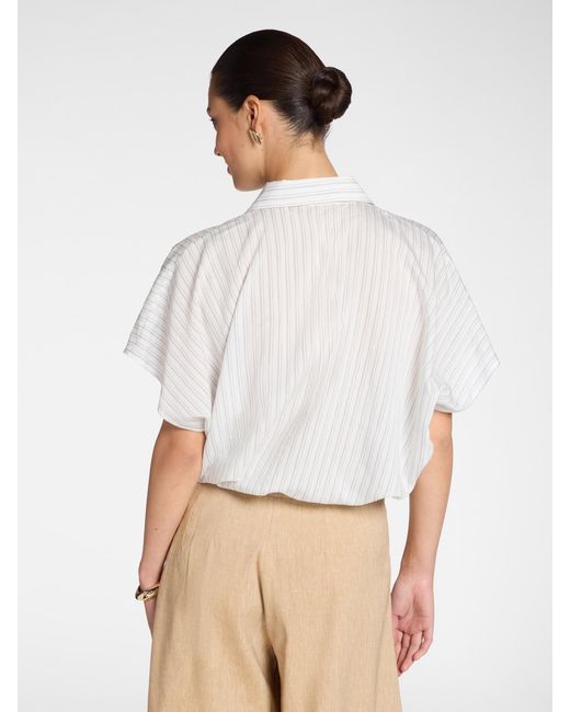Camicia gessata con maniche corte di Elena Miro in White