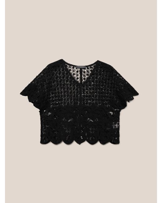 Cardigan crochet corto di Elena Miro in Black