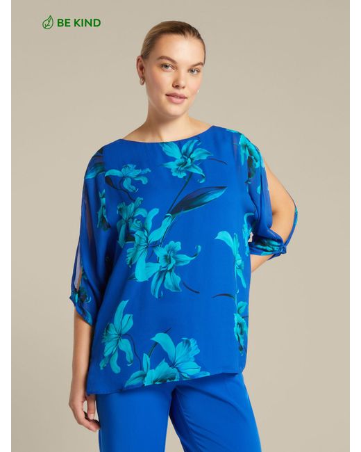 Blusa floreale con spacchi di Elena Miro in Blue