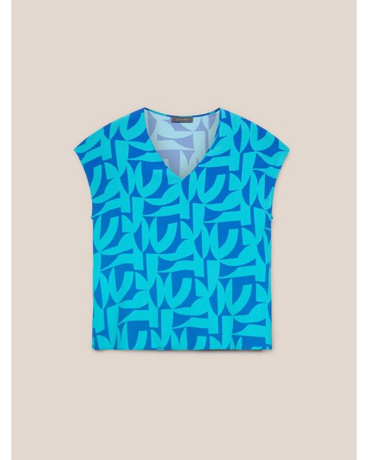 Blusa stampata in crêpe de chine di Elena Miro in Blue