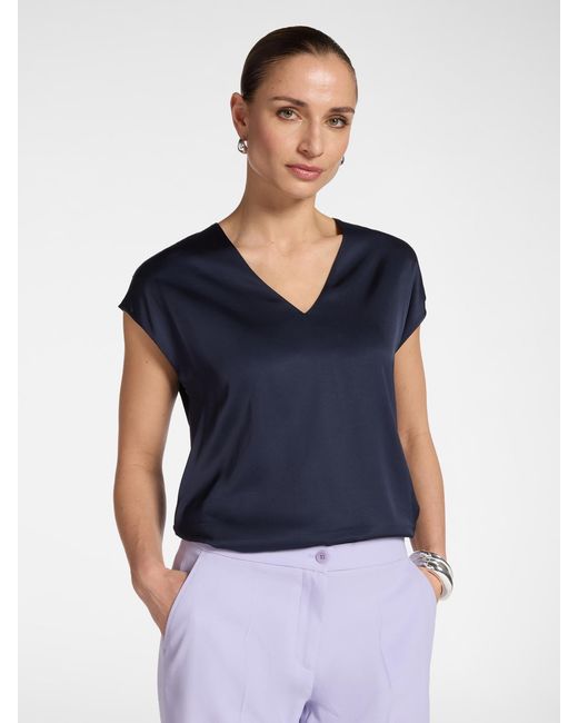 Blusa in raso con scollo a V di Elena Miro in Blue