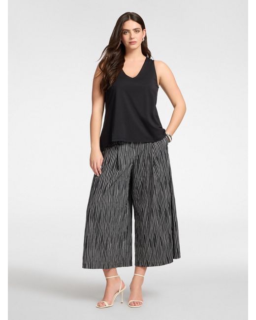 Top misto lyocell con scollo a V di Elena Miro in Black