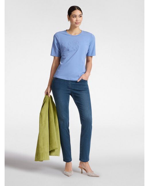 T-shirt in cotone con ricamo Monogram di Elena Miro in Blue