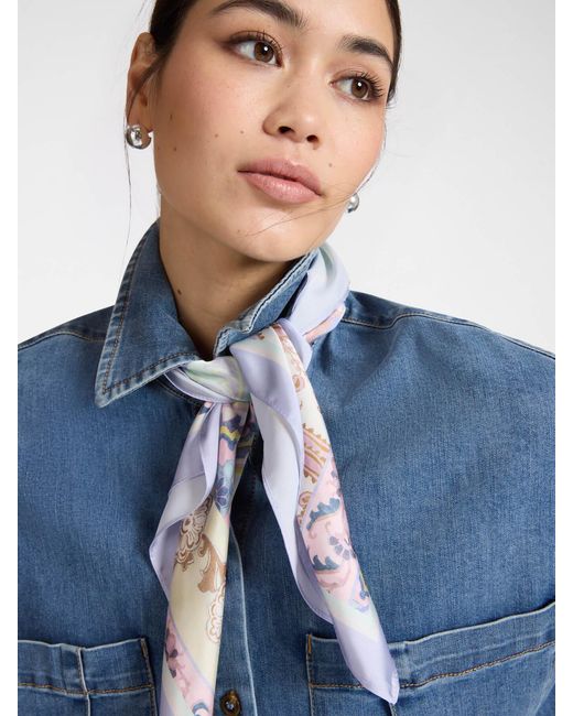 Camicia in denim washed con foulard di Elena Miro in Blue