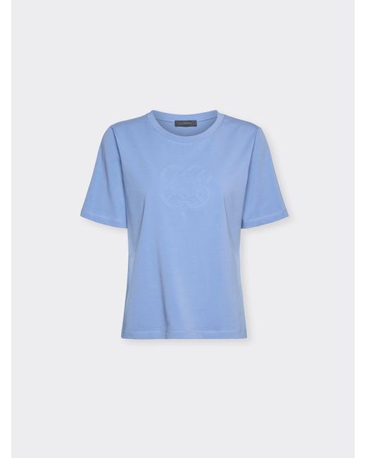 T-shirt in cotone con ricamo Monogram di Elena Miro in Blue